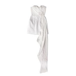 Halpern Exclusive Draped Satin Bustier Mini Dress in White NWOT Size 42/ 10